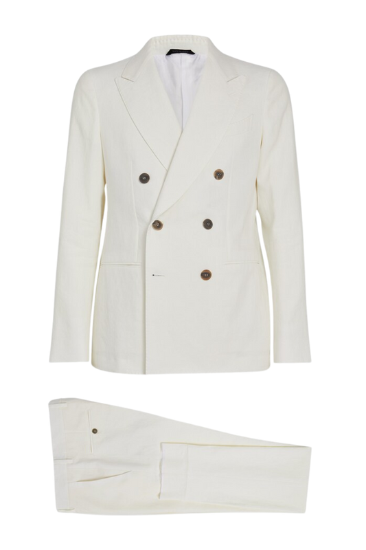 Traje cruzado de 2 piezas de corte regular en color blanco