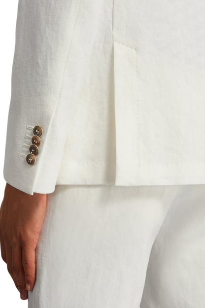 Weißer, zweiteiliger, zweireihiger Anzug in normaler Passform 