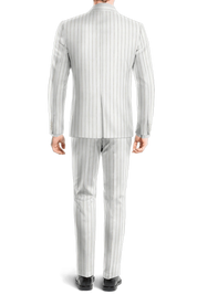 White Slim Fit Pinstripe 2 Piece 2 Button Suit