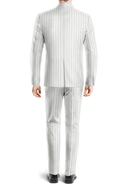 Traje de dos piezas de 2 botones y corte entallado de raya diplomática en color blanco