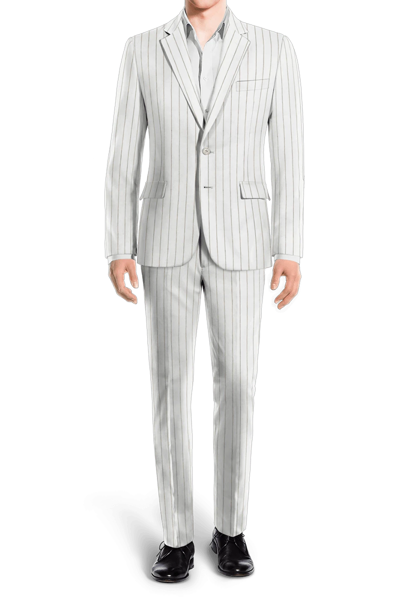 Traje de dos piezas de 2 botones y corte entallado de raya diplomática en color blanco