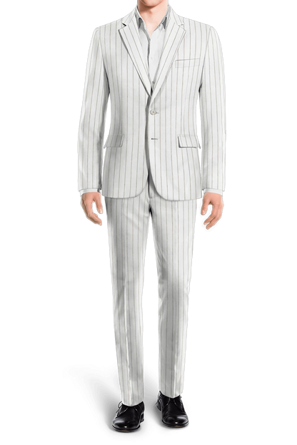 Traje de dos piezas de 2 botones y corte entallado de raya diplomática en color blanco