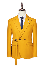 Yellow 2-Button Flexible Waistband Modern Fit Suit