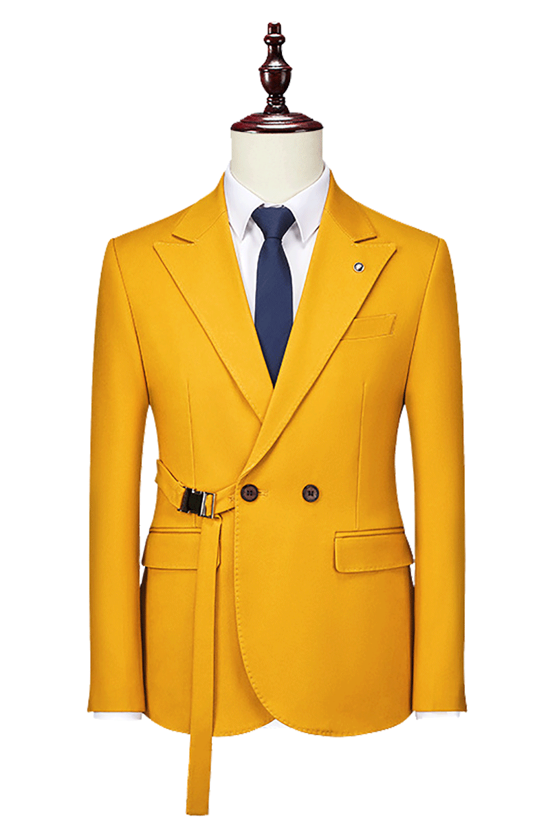 Yellow 2-Button Flexible Waistband Modern Fit Suit