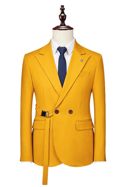 Yellow 2-Button Flexible Waistband Modern Fit Suit