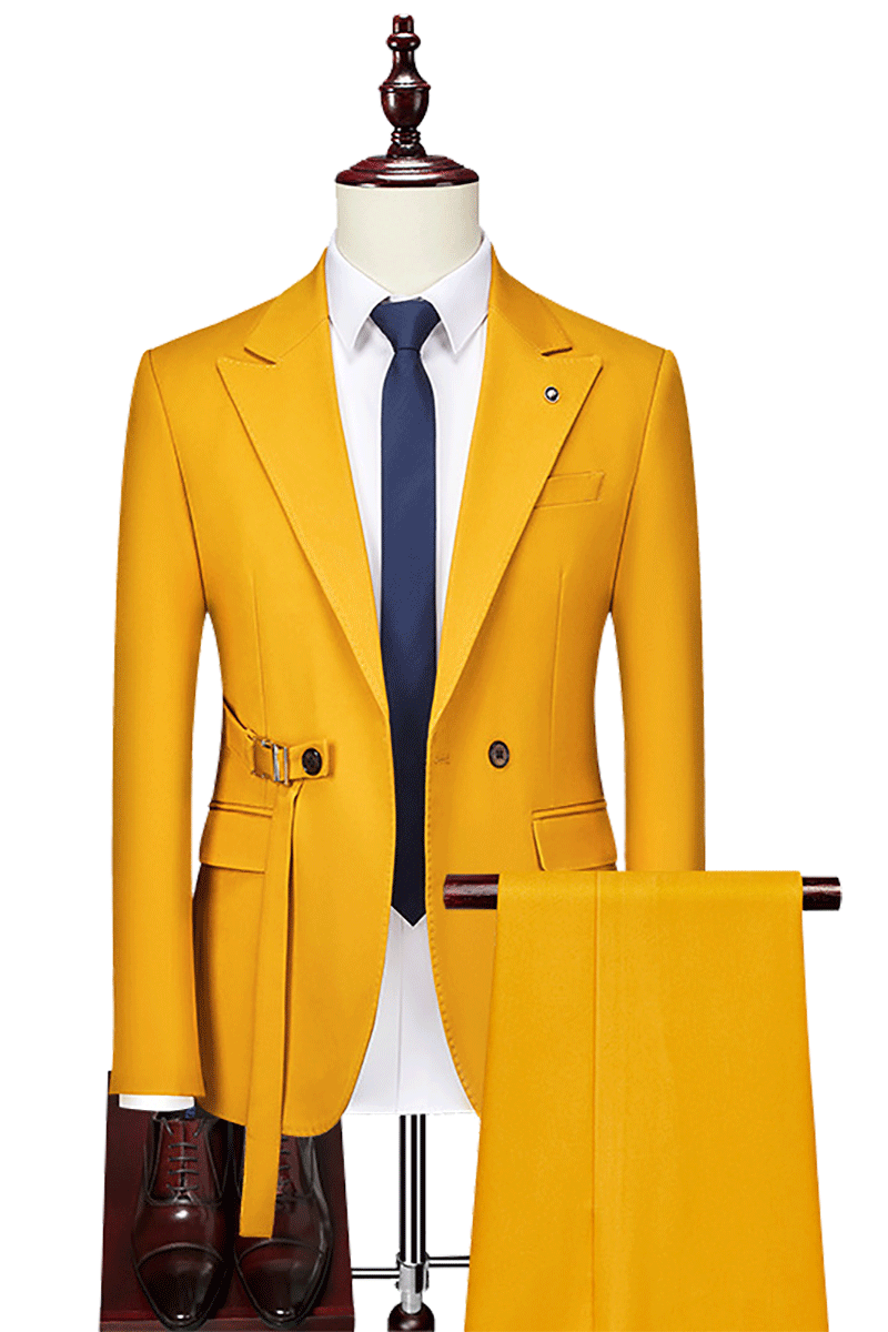 Yellow 2-Button Flexible Waistband Modern Fit Suit