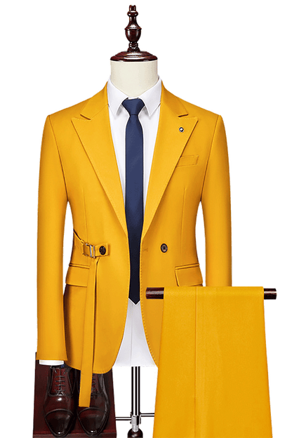 Yellow 2-Button Flexible Waistband Modern Fit Suit