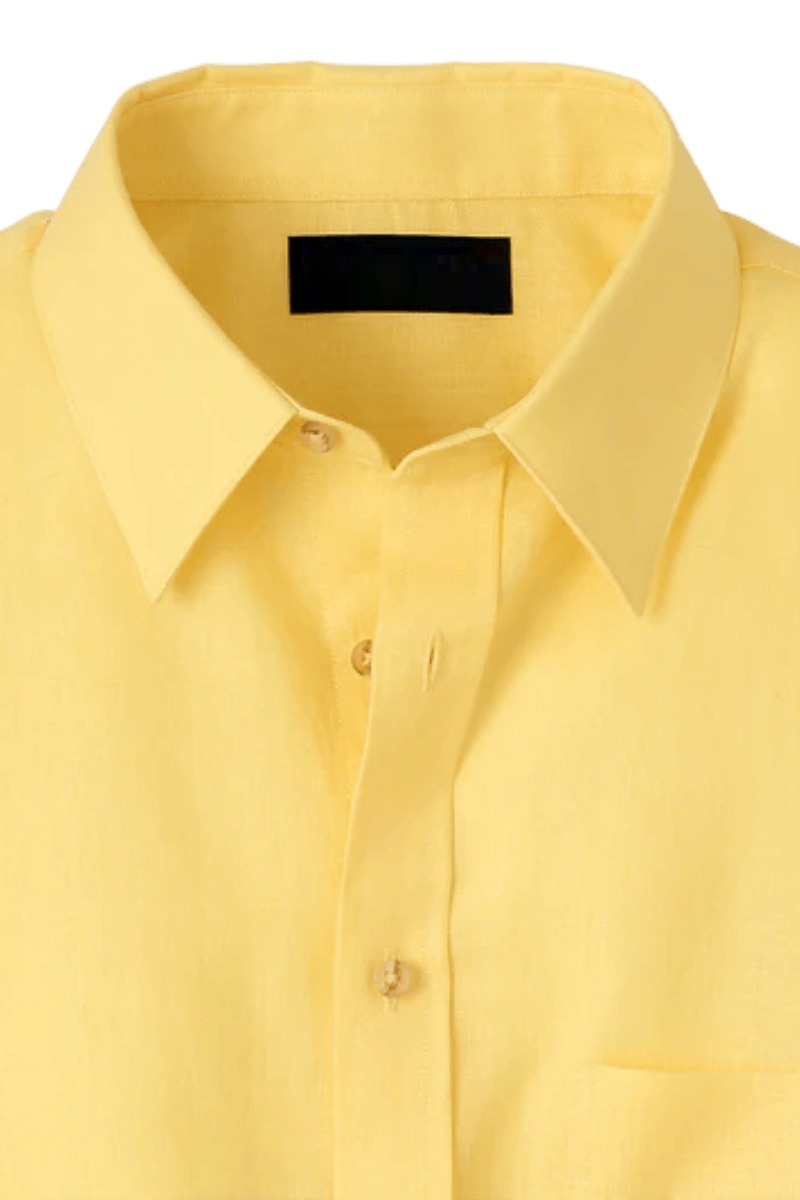 Chemise unie classique en lin jaune 