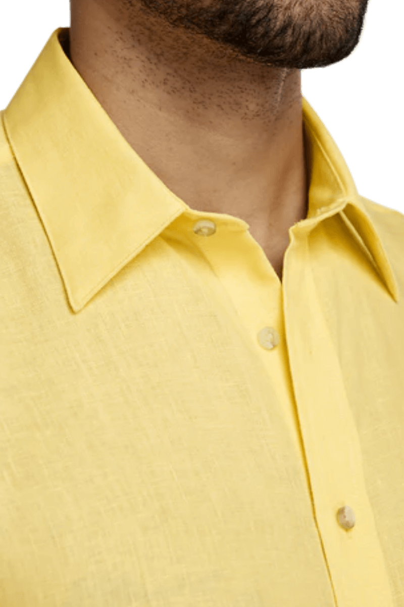 Yellow Linen Classic Solid Shirt