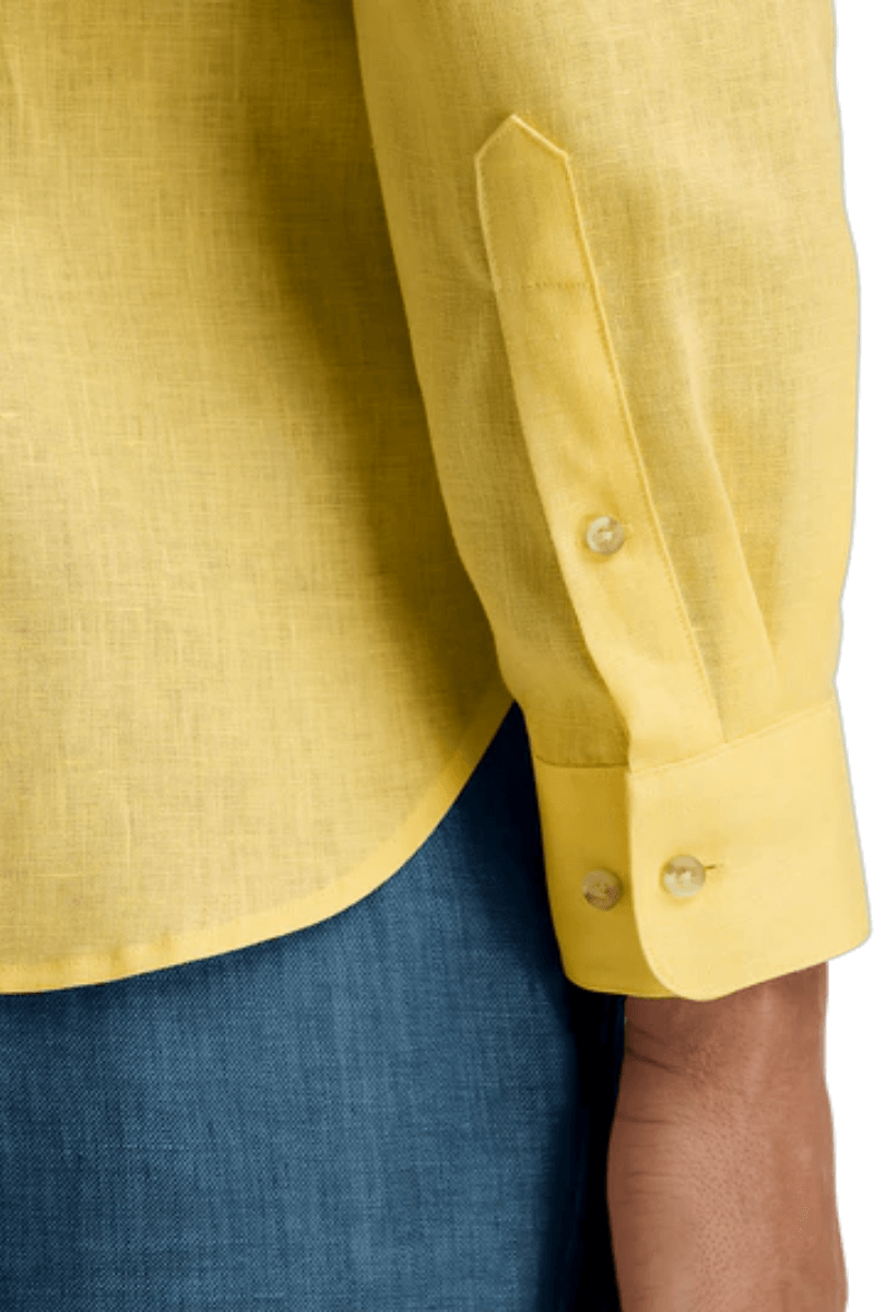 Chemise unie classique en lin jaune 