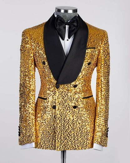 Sequins Shawl Lapel 2-piece Blazer Tuxedo