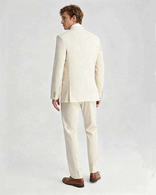 Costume gris 2 pièces à revers pointus et 2 boutons 