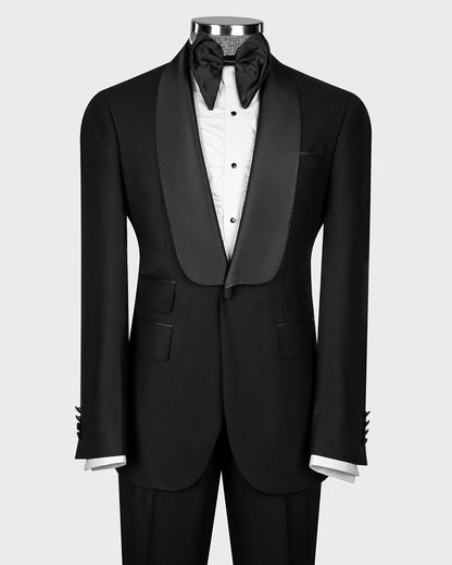 Costume gris 2 pièces à revers pointus et 2 boutons 