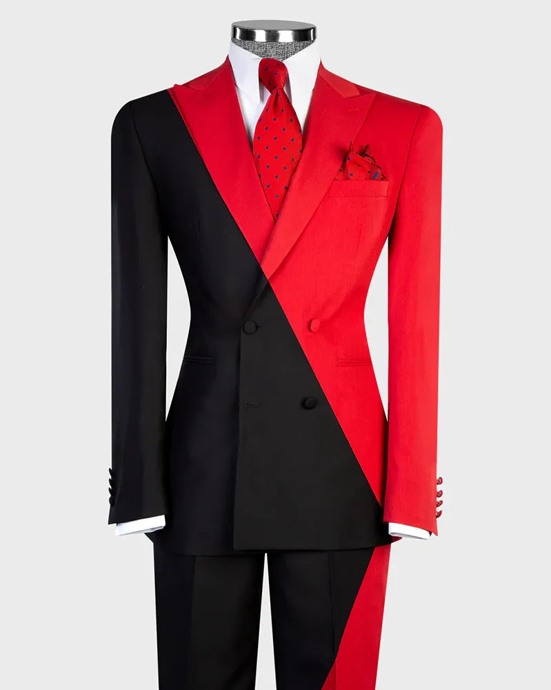 Stylish Red/Black Two-tone 2 Piece Suit