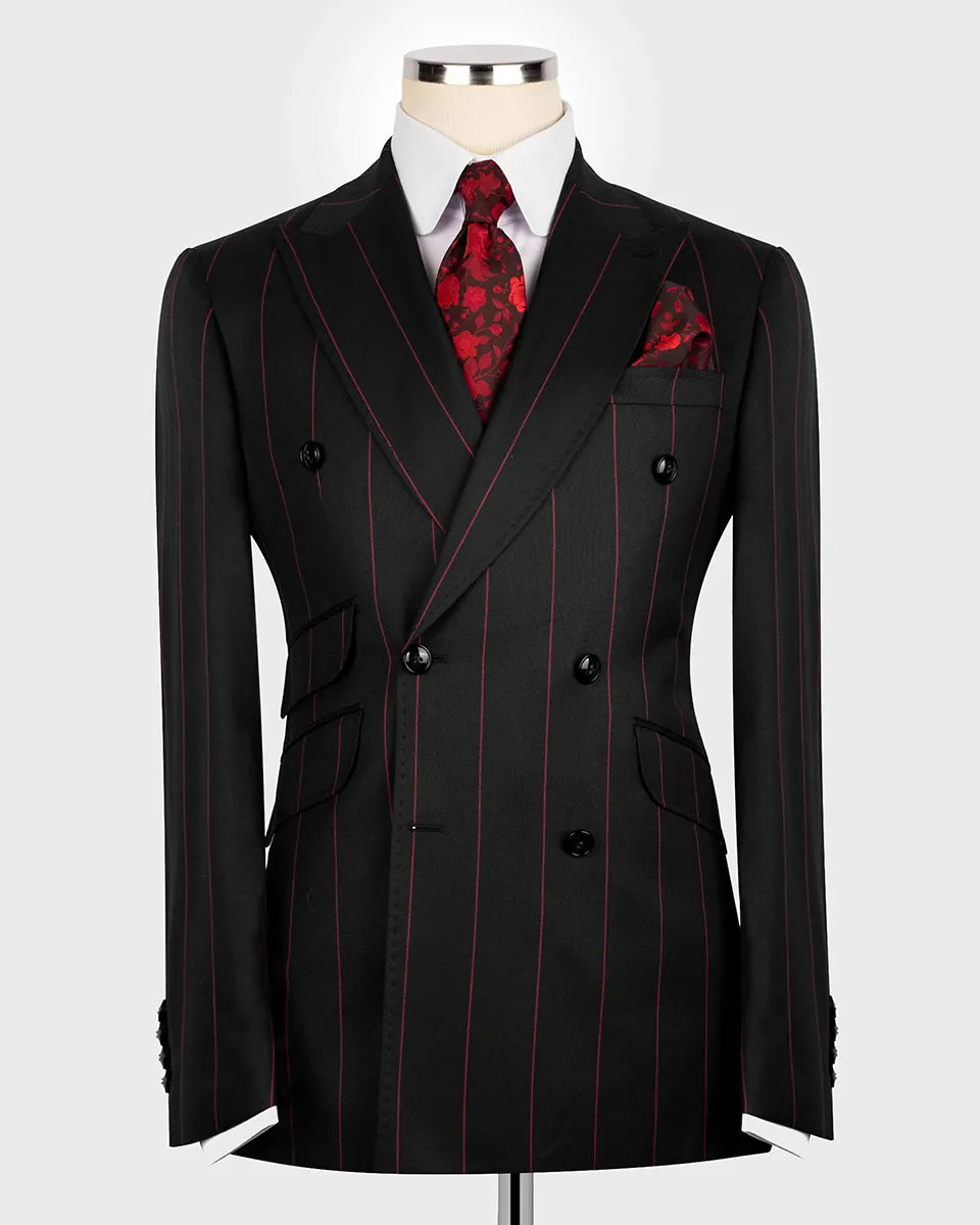 Bold Striped Double-breasted 2-piece Suit