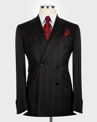 Bold Striped Double-breasted 2-piece Suit
