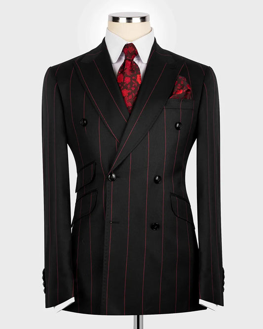 Bold Striped Double-breasted 2-piece Suit