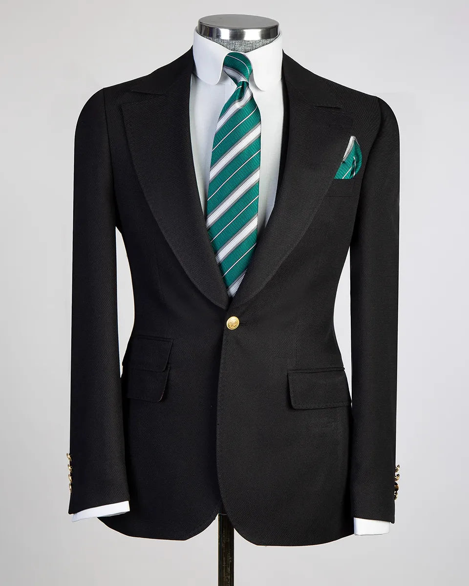 Men's One-button Peak Lapel 3-piece Suit