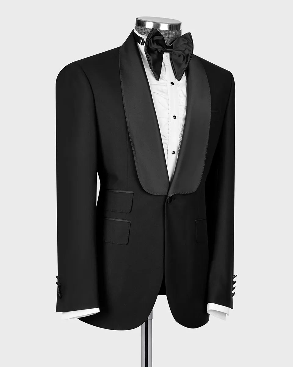 Costume gris 2 pièces à revers pointus et 2 boutons 