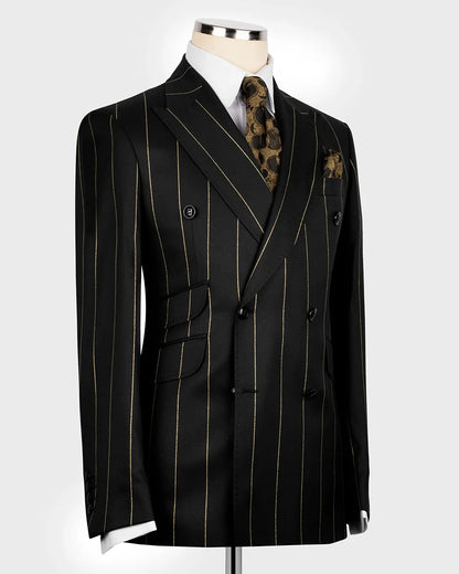 Men's Striped Double-breasted 2-piece Suit