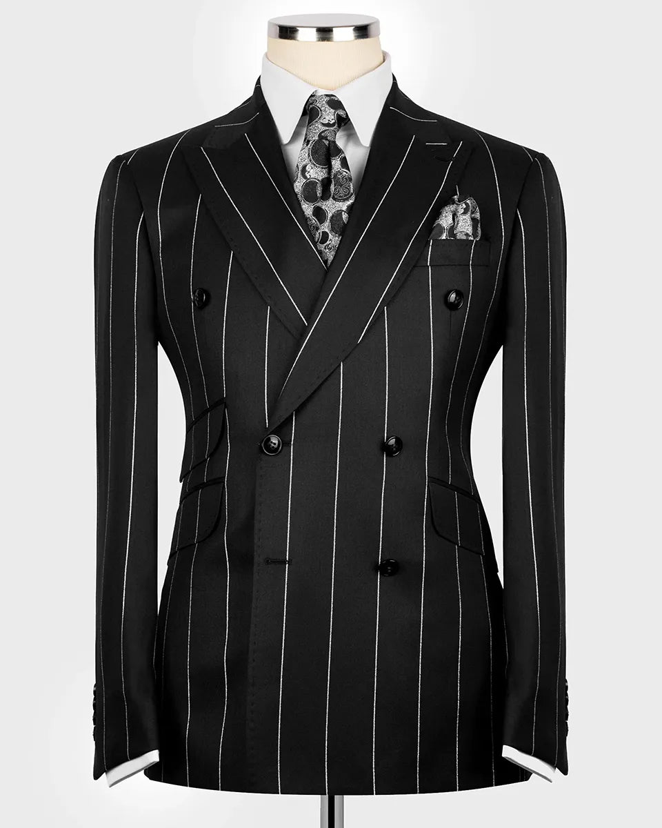 Men's Striped Double-breasted 2-piece Suit