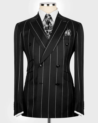 Men's Striped Double-breasted 2-piece Suit