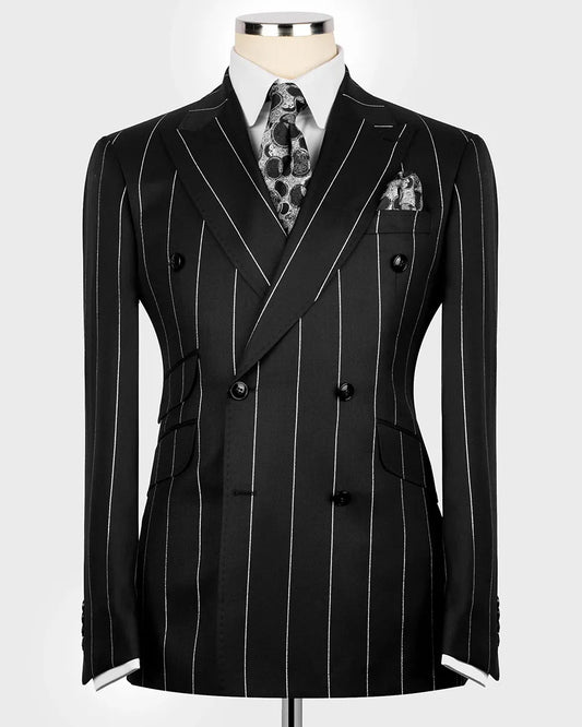Costume gris 2 pièces à revers pointus et 2 boutons 