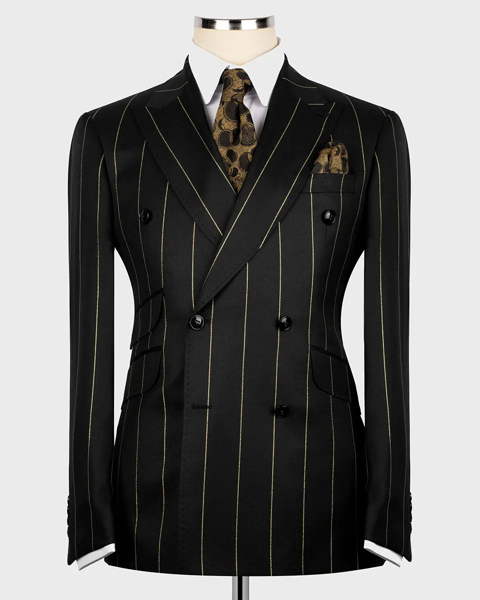 Men's Striped Double-breasted 2-piece Suit