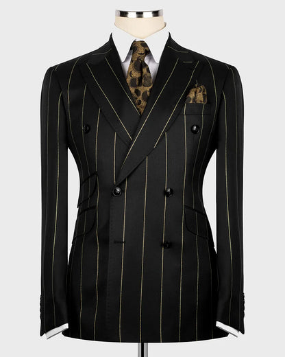 Men's Striped Double-breasted 2-piece Suit