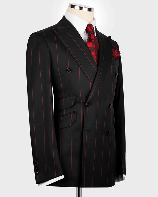 Bold Striped Double-breasted 2-piece Suit
