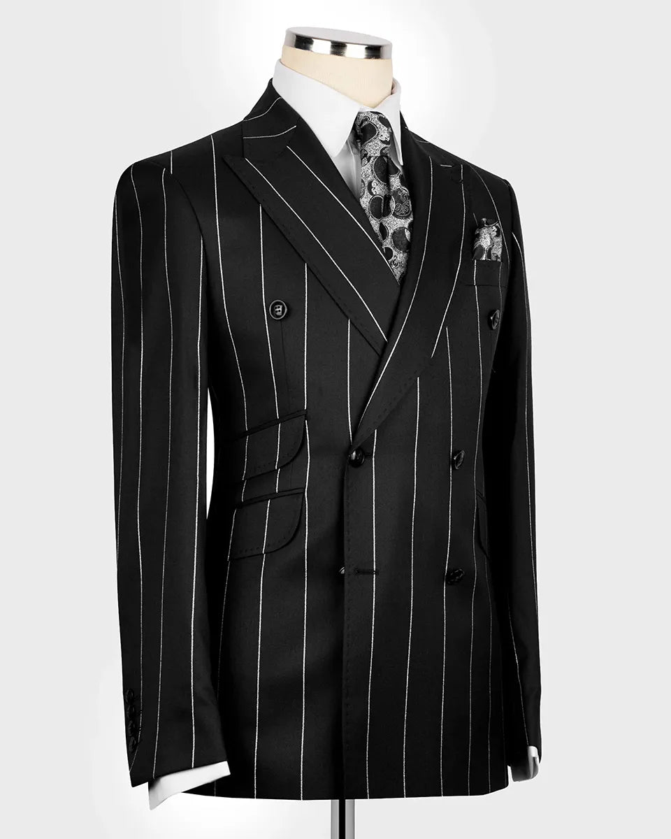 Men's Striped Double-breasted 2-piece Suit
