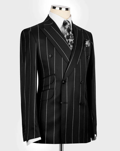 Men's Striped Double-breasted 2-piece Suit