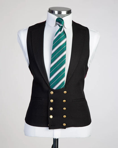 Men's One-button Peak Lapel 3-piece Suit