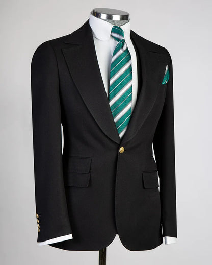 Men's One-button Peak Lapel 3-piece Suit