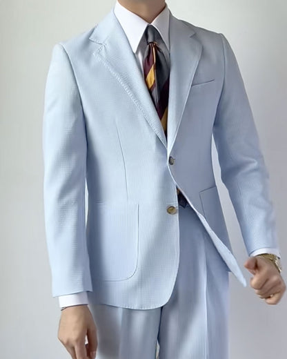 Seersucker Pinstripe Notch Lapel 2-piece Suit