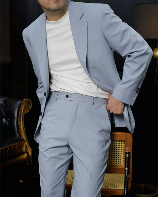 Light Blue Notch Lapel 2-piece Suit for Business