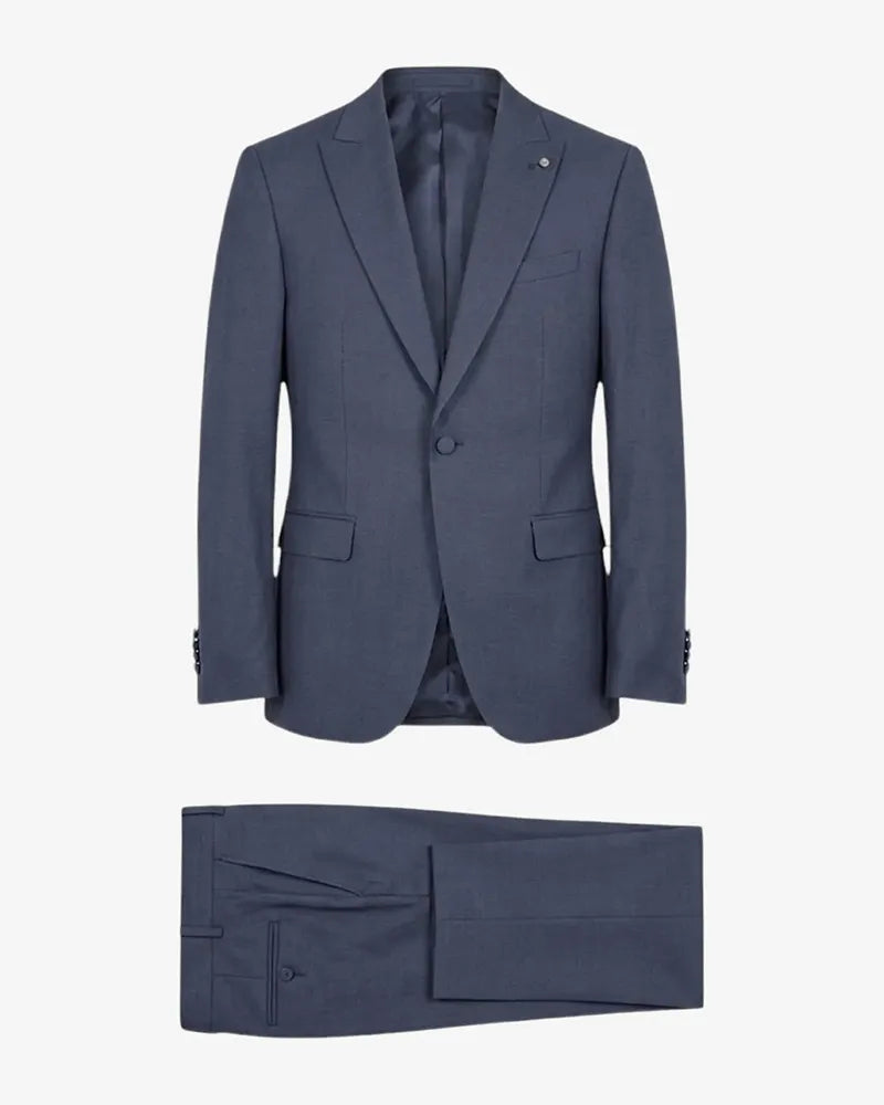 Costume gris 2 pièces à revers pointus et 2 boutons 