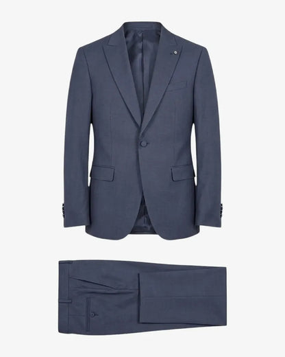 Costume gris 2 pièces à revers pointus et 2 boutons 