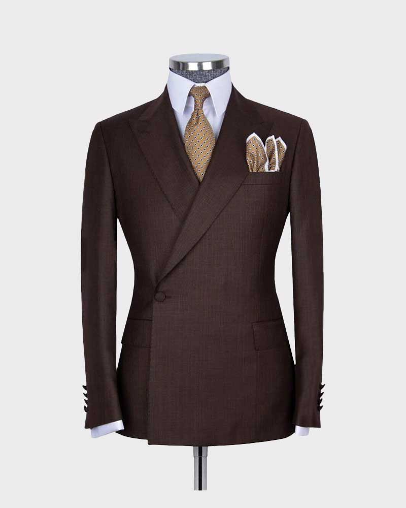 Men's One-button Peak Lapel 2-piece Suit