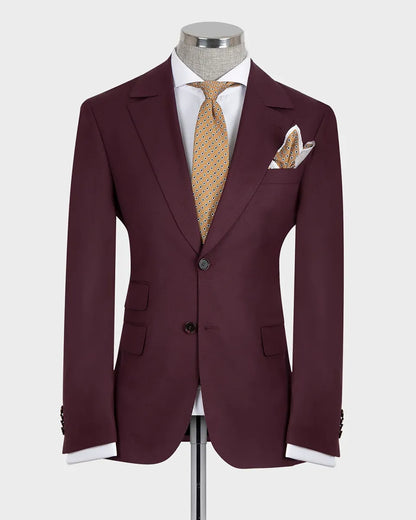 Men's Notch Lapel 2 Piece Suit in Burgundy