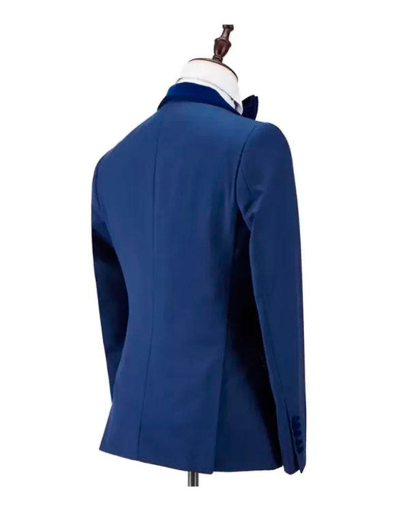 Blue 3-piece Tuxedo with Velvet Vest