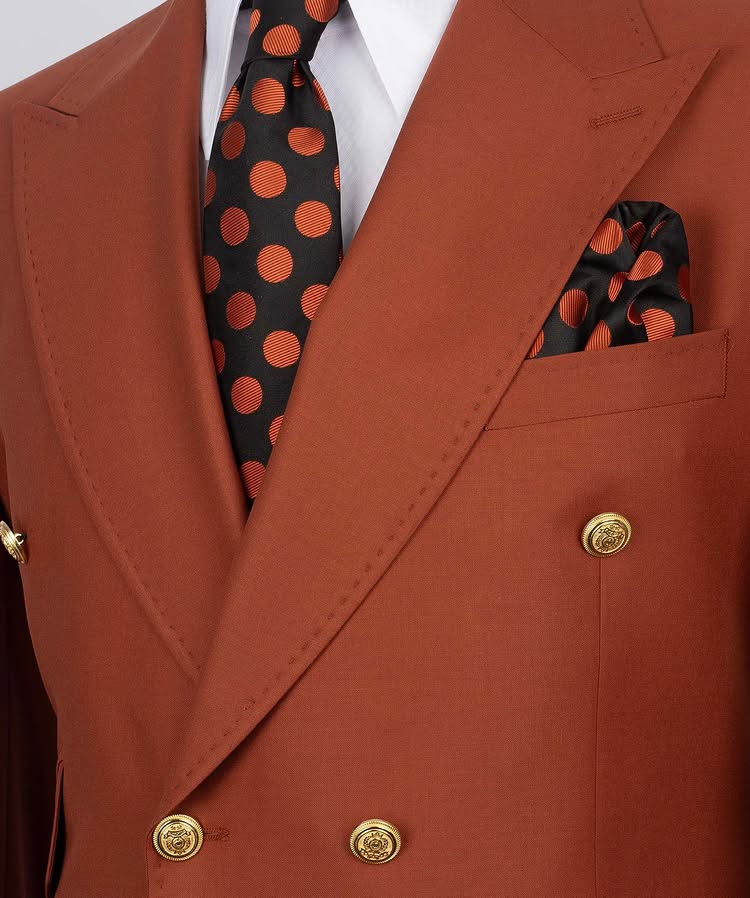 Red Brown Peak Lapel Double-breasted 2-piece suit