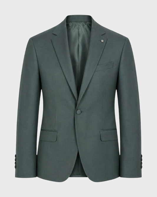 Costume gris 2 pièces à revers pointus et 2 boutons 