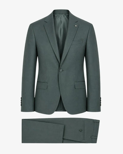 Costume gris 2 pièces à revers pointus et 2 boutons 