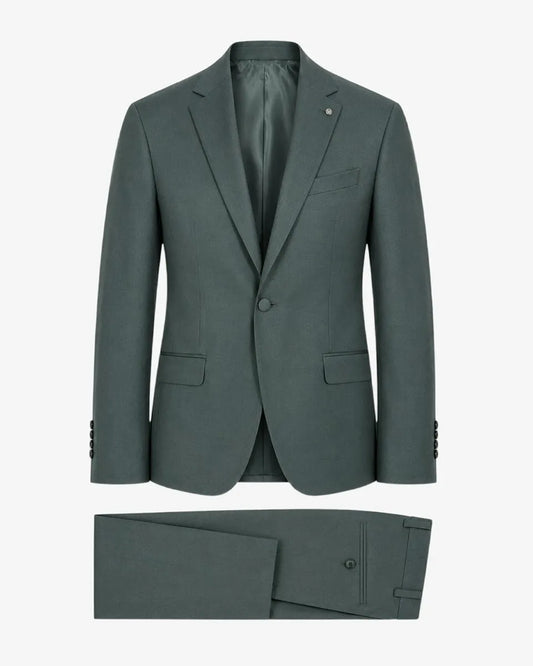 Costume gris 2 pièces à revers pointus et 2 boutons 