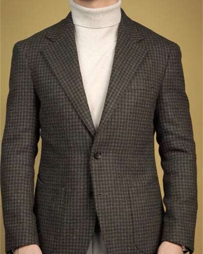 Houndstooth Notch Lapel 2-piece Blazer Suit
