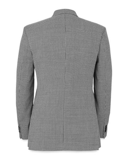 Chaqueta de lana con solapa de pico y botonadura sencilla en blanco y negro con estampado de pata de gallo