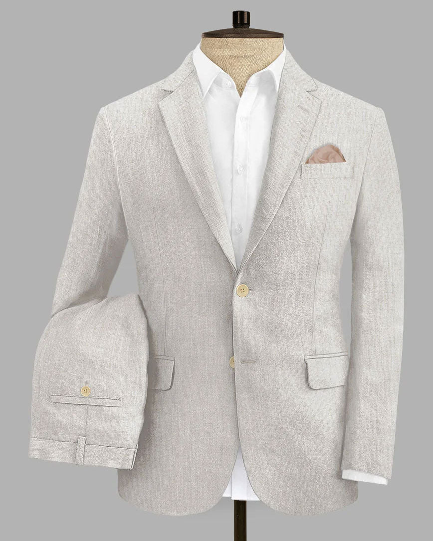 Costume gris 2 pièces à revers pointus et 2 boutons 