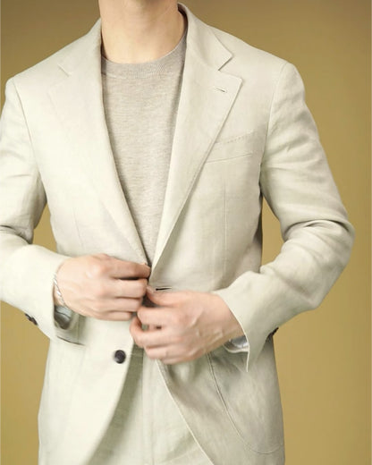 Linen Notch Lapel 2-piece Suit for Summer