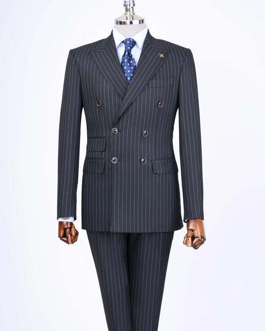 Striped Double-breasted 2 Piece Suit